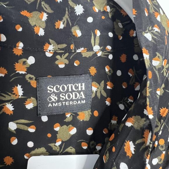 Scotch & Soda Shirt Womens Large Black Fall Print Acorn 100% Viscose Button Up‎ - Picture 4 of 16